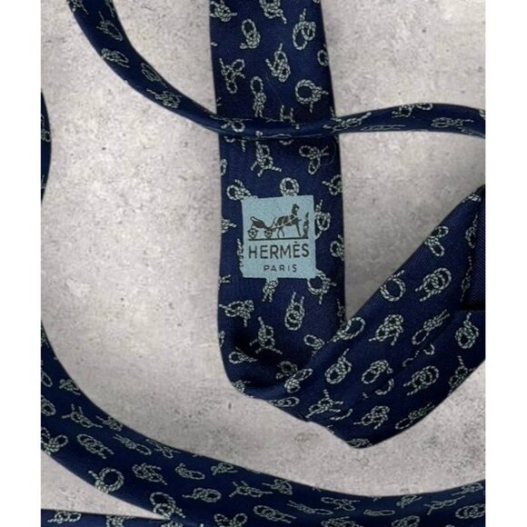 HERMÈS 771 UA Silk Tie FRANCE Blue Gray Rope Knot  W:3.2" EUC - Picture 4 of 6